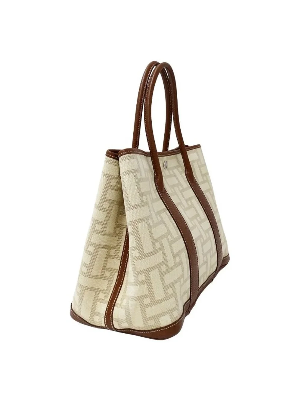Hermes Tote Handbag Garden Party PM Twal Mosaic Brown Silver